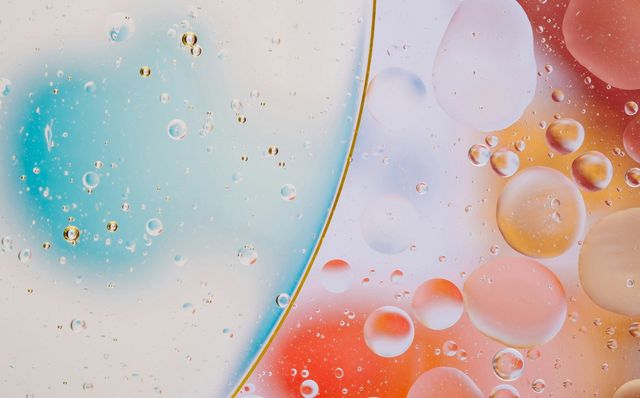 Bubbles against an orange and blue background